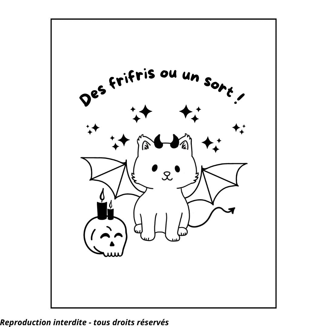 Affiche kraft A4 d'Halloween chat - Illustration au choix