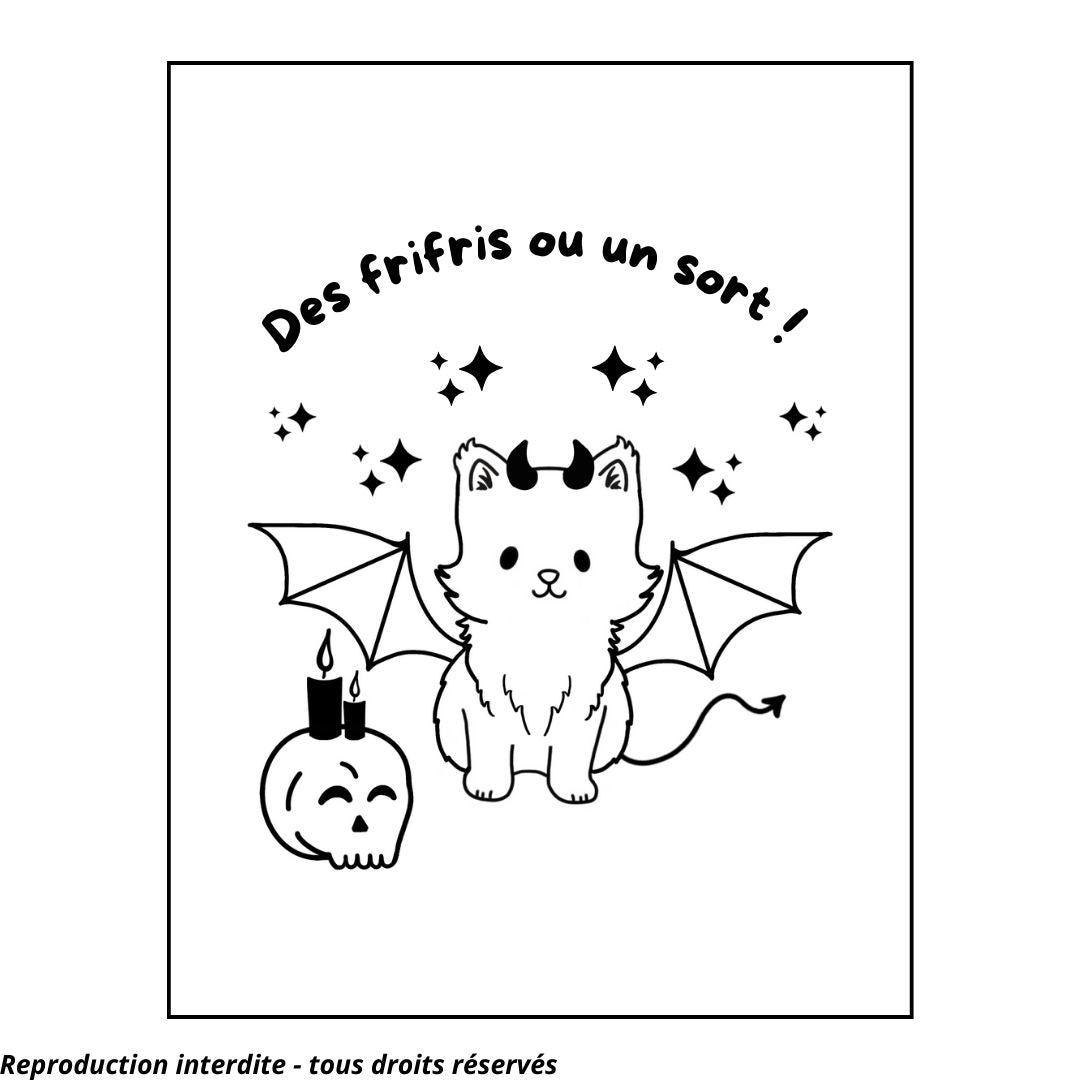 Affiche kraft A4 d'Halloween chat - Illustration au choix