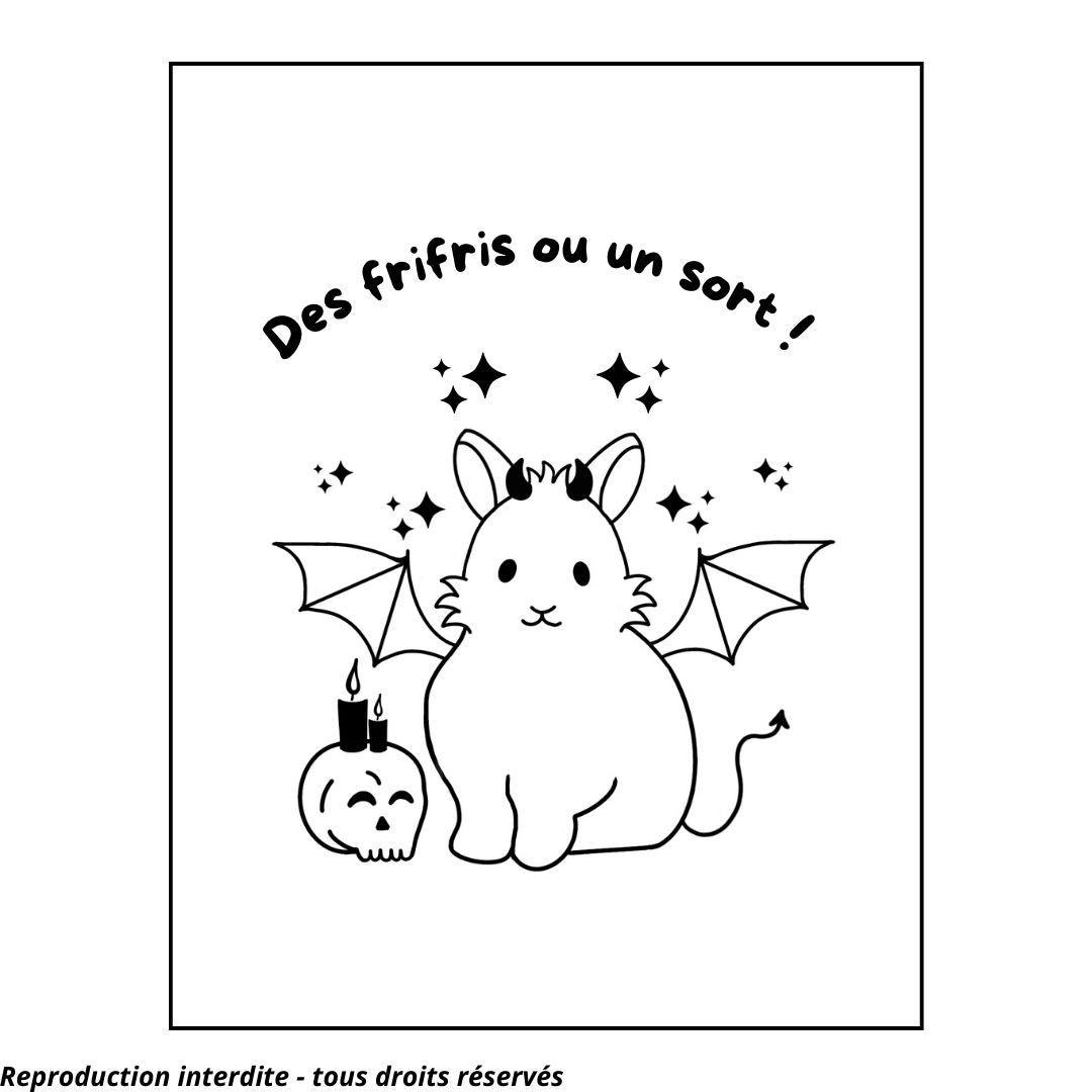 Affiche kraft A4 d'Halloween Lapin - Illustration au choix