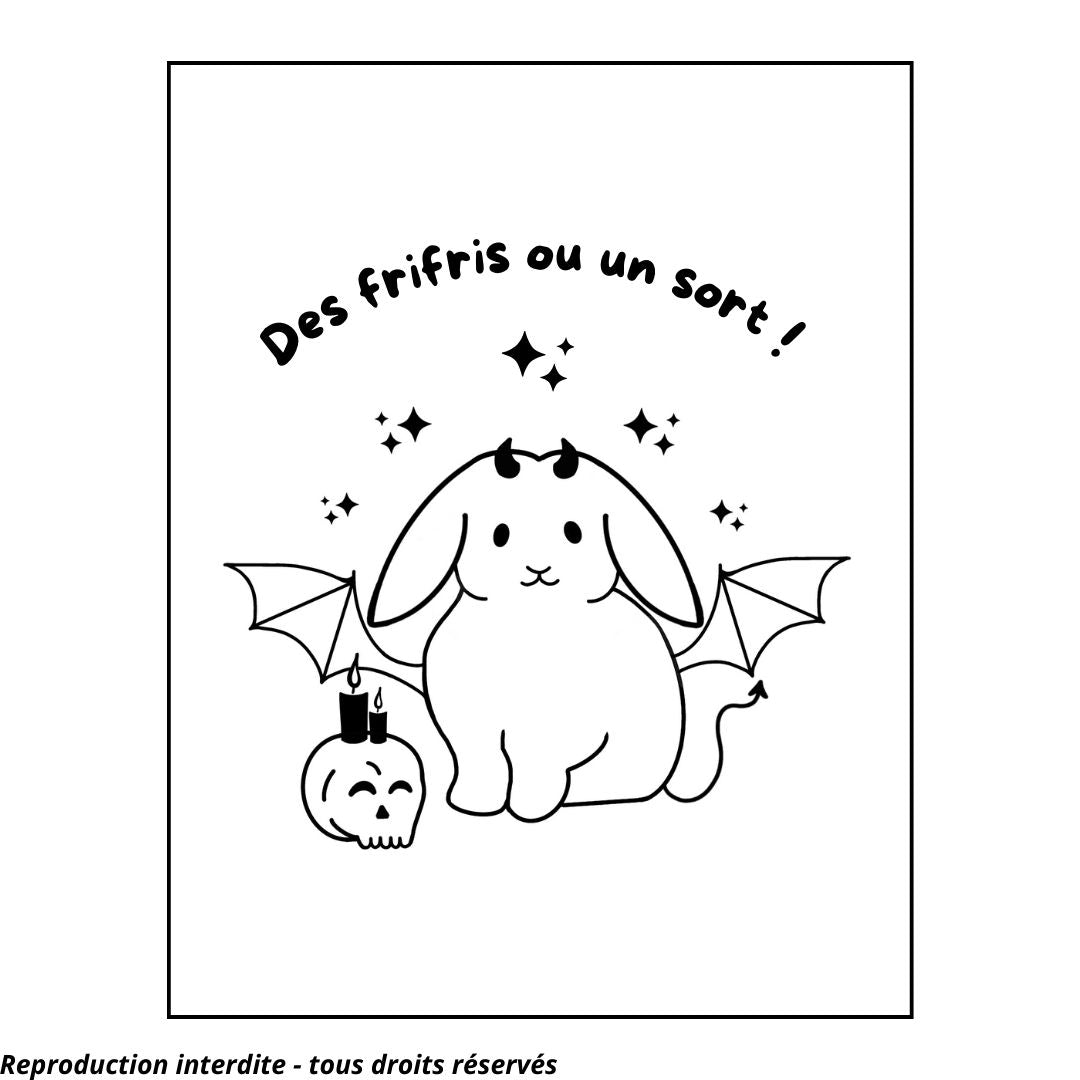 Affiche kraft A4 d'Halloween Lapin - Illustration au choix