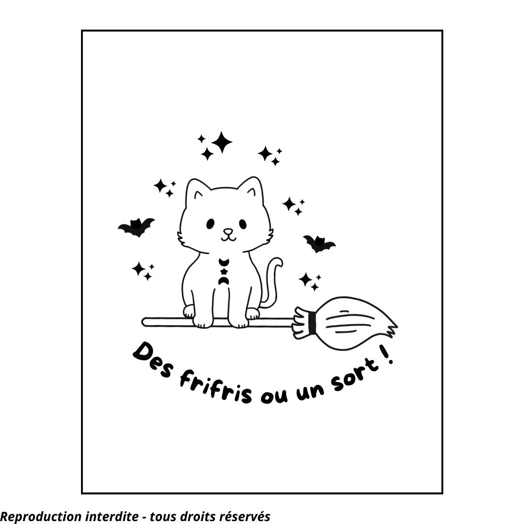 Affiche kraft A4 d'Halloween chat - Illustration au choix