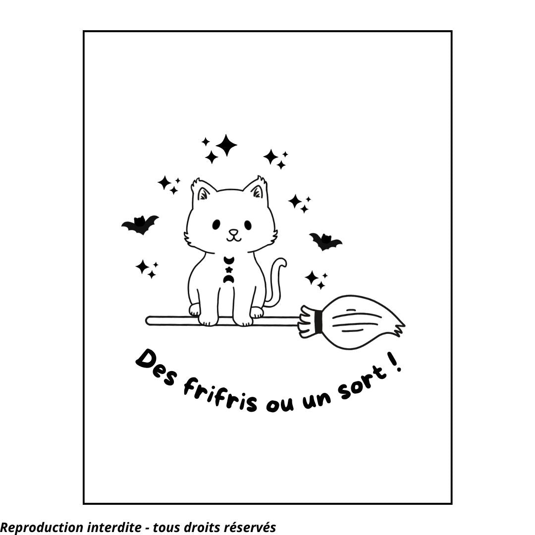 Affiche kraft A4 d'Halloween chat - Illustration au choix
