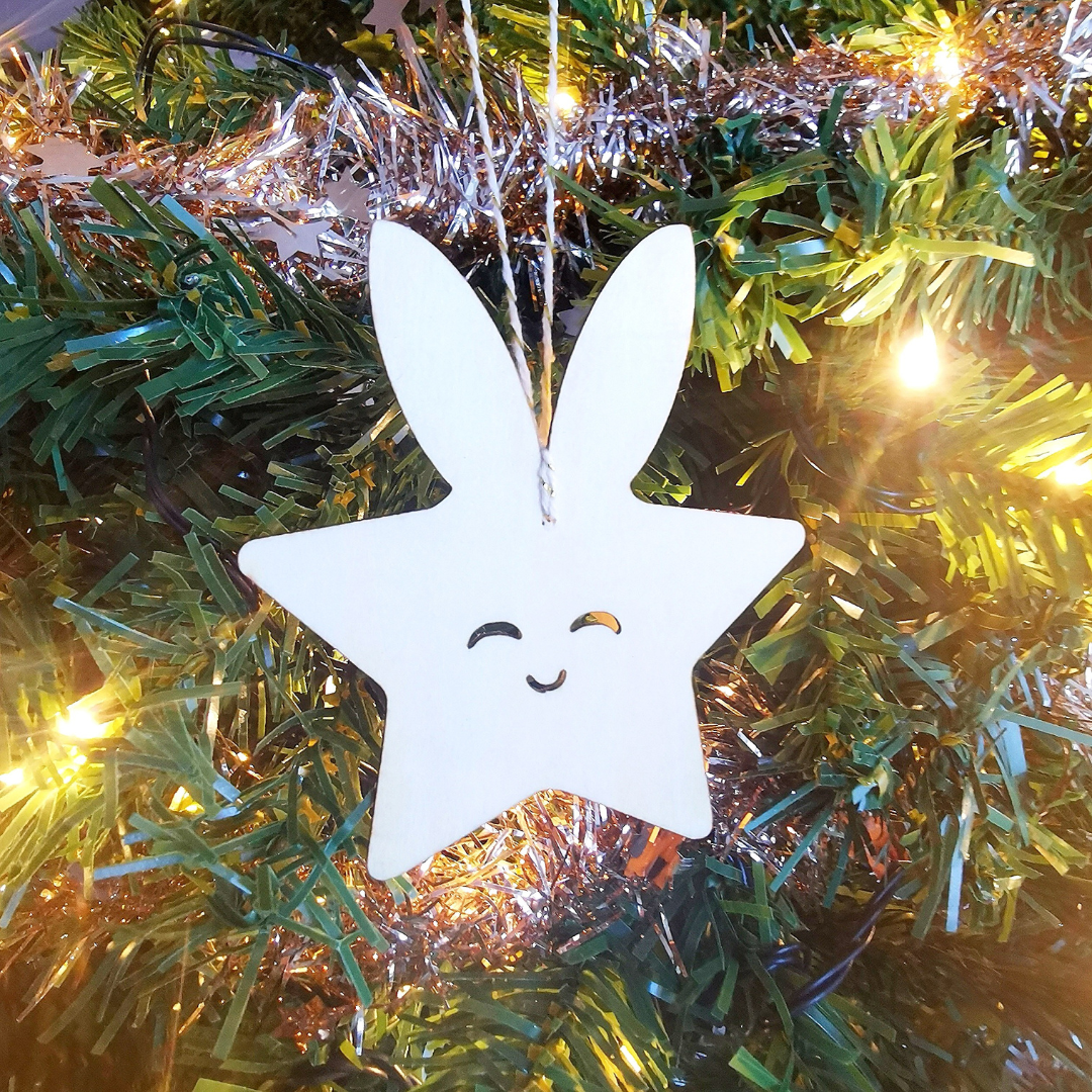 Wooden Christmas suspension - Lapinesque snowman! (Clear wood)