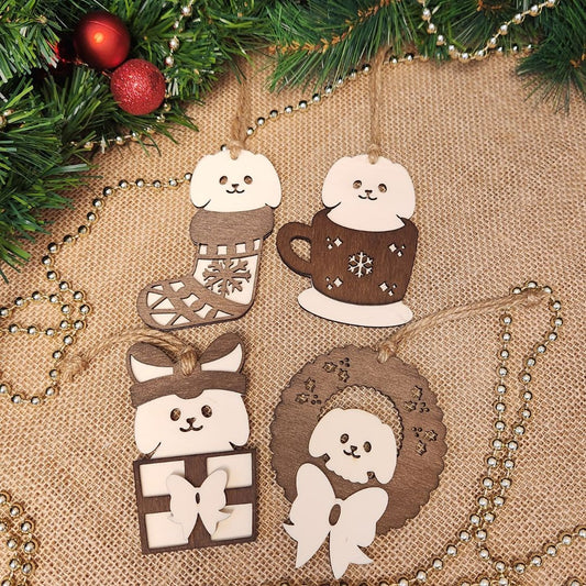 Suspension de Noël en bois - Chien