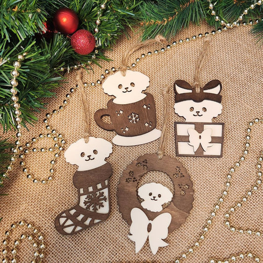 Suspension de Noël en bois - Chien