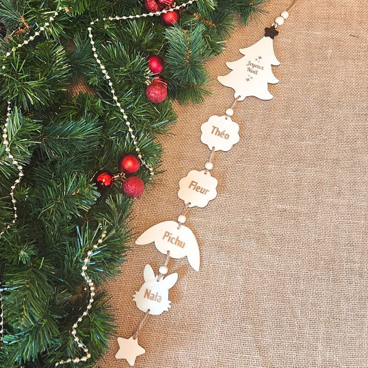 Suspension en bois - Ma petite famille - Édition de Noël