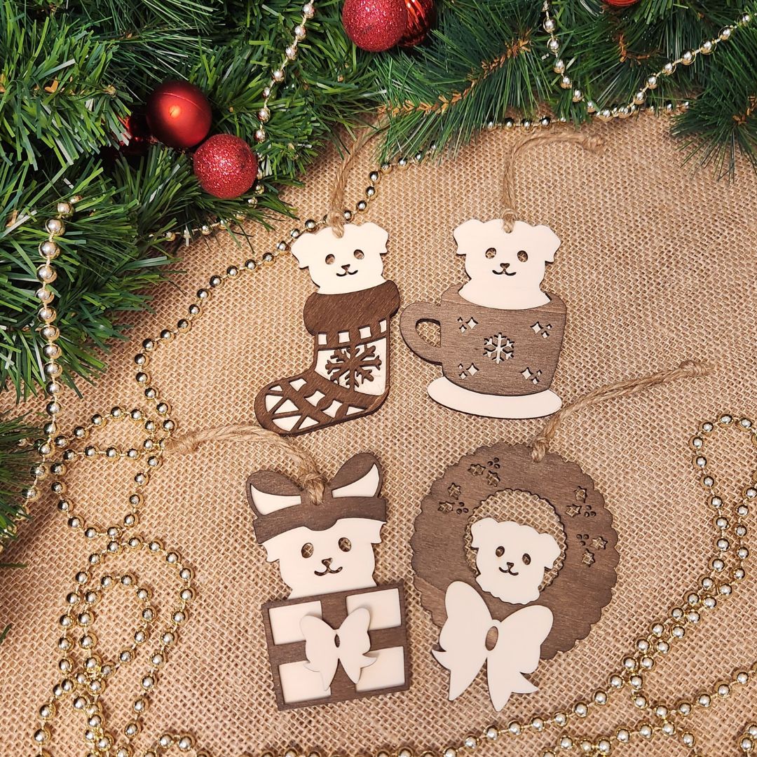 Suspension de Noël en bois - Chien