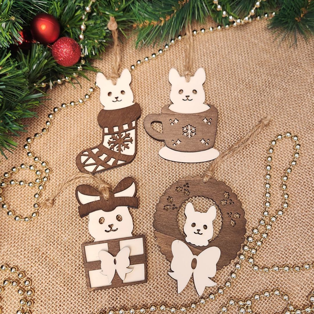 Suspension de Noël en bois - Chien
