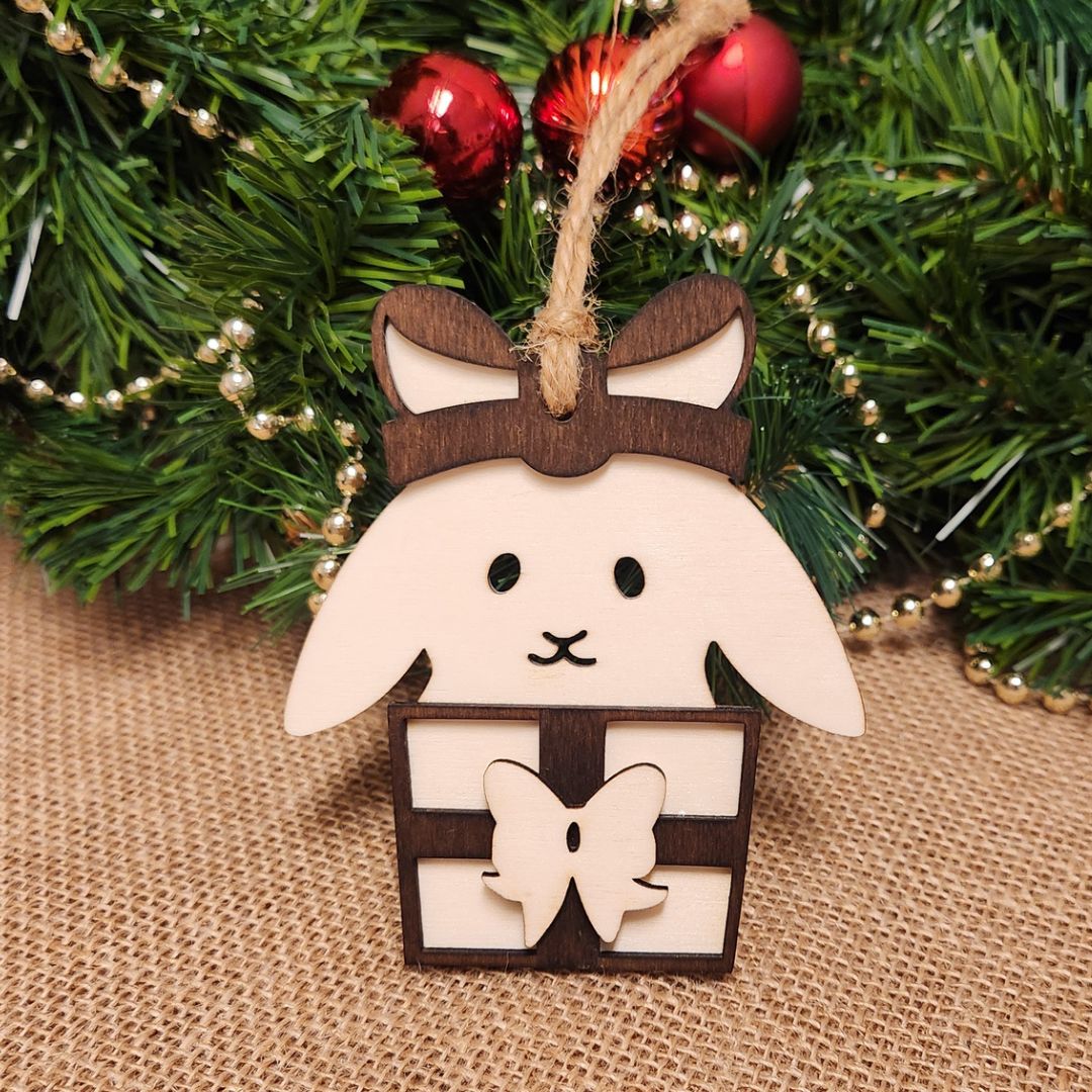 Suspension de Noël en bois - Lapin