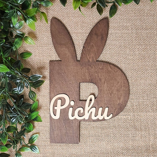 Affiche en bois - Initiale lapin