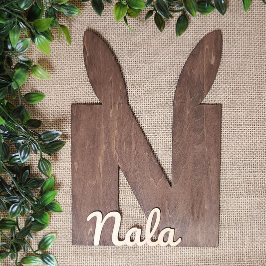 Affiche en bois - Initiale lapin