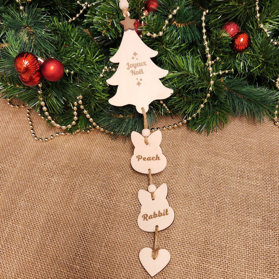 Suspension en bois - Ma petite famille - Édition de Noël