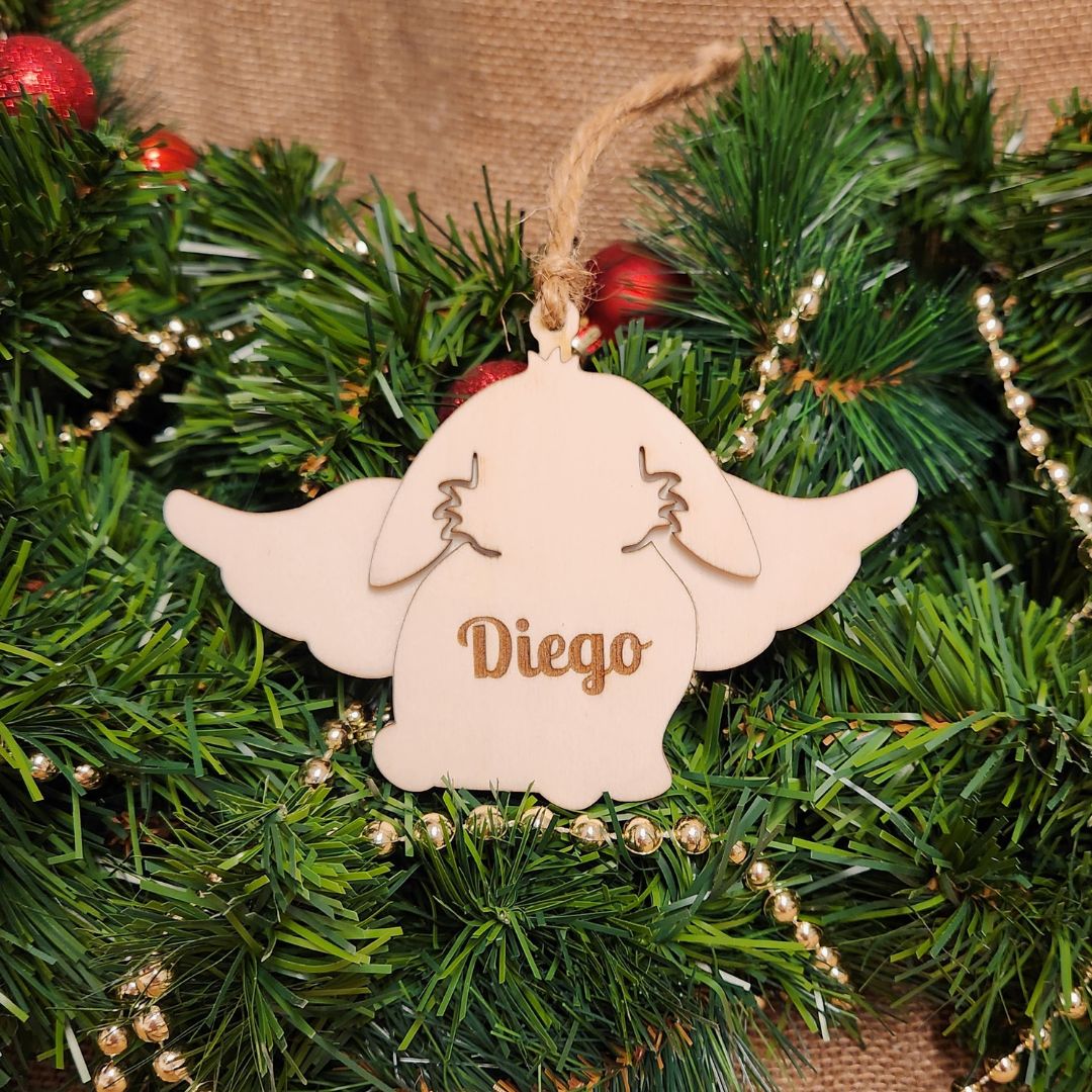 Suspension "ANGE" 🕊️ - Lapin + Gravure personnalisée