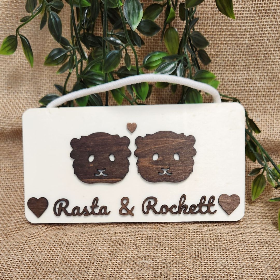 Personalized Lovers Rectangular Sign - Multiple Illustration Options (Dark Wood)