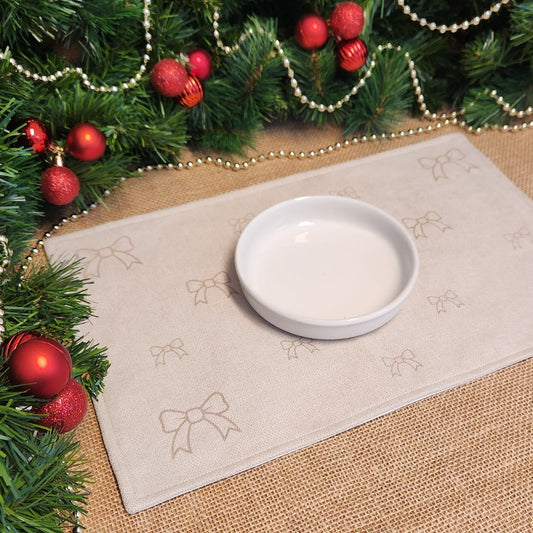 Waterproof Cat Bowl Mat - Thread Embroidered