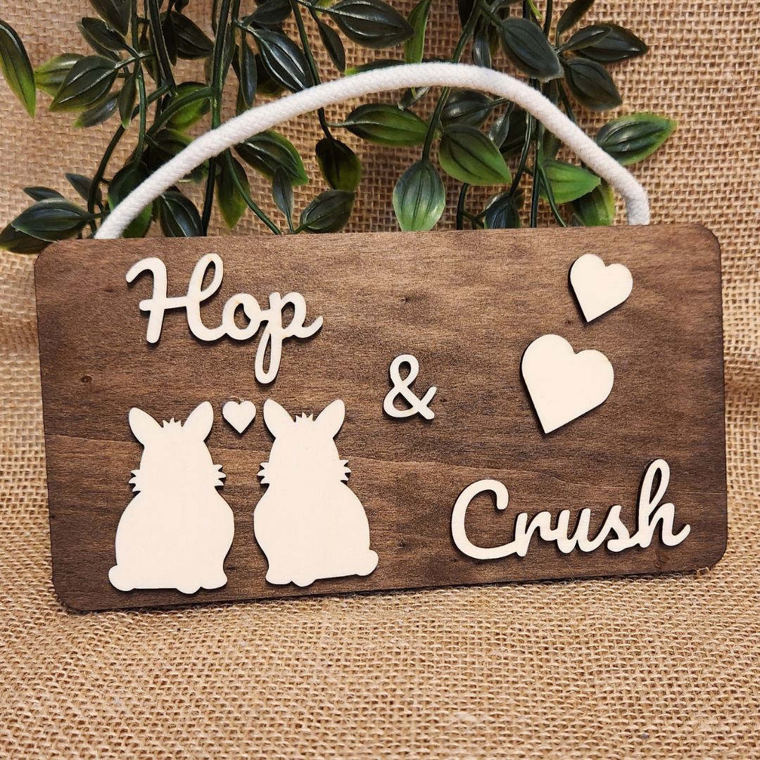 Pancarte rectangulaire des amoureux (LAPIN) - Bois foncé