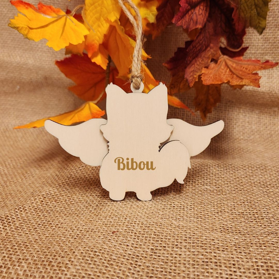 Suspension "ANGE" 🕊️ -  Chat + Gravure personnalisée