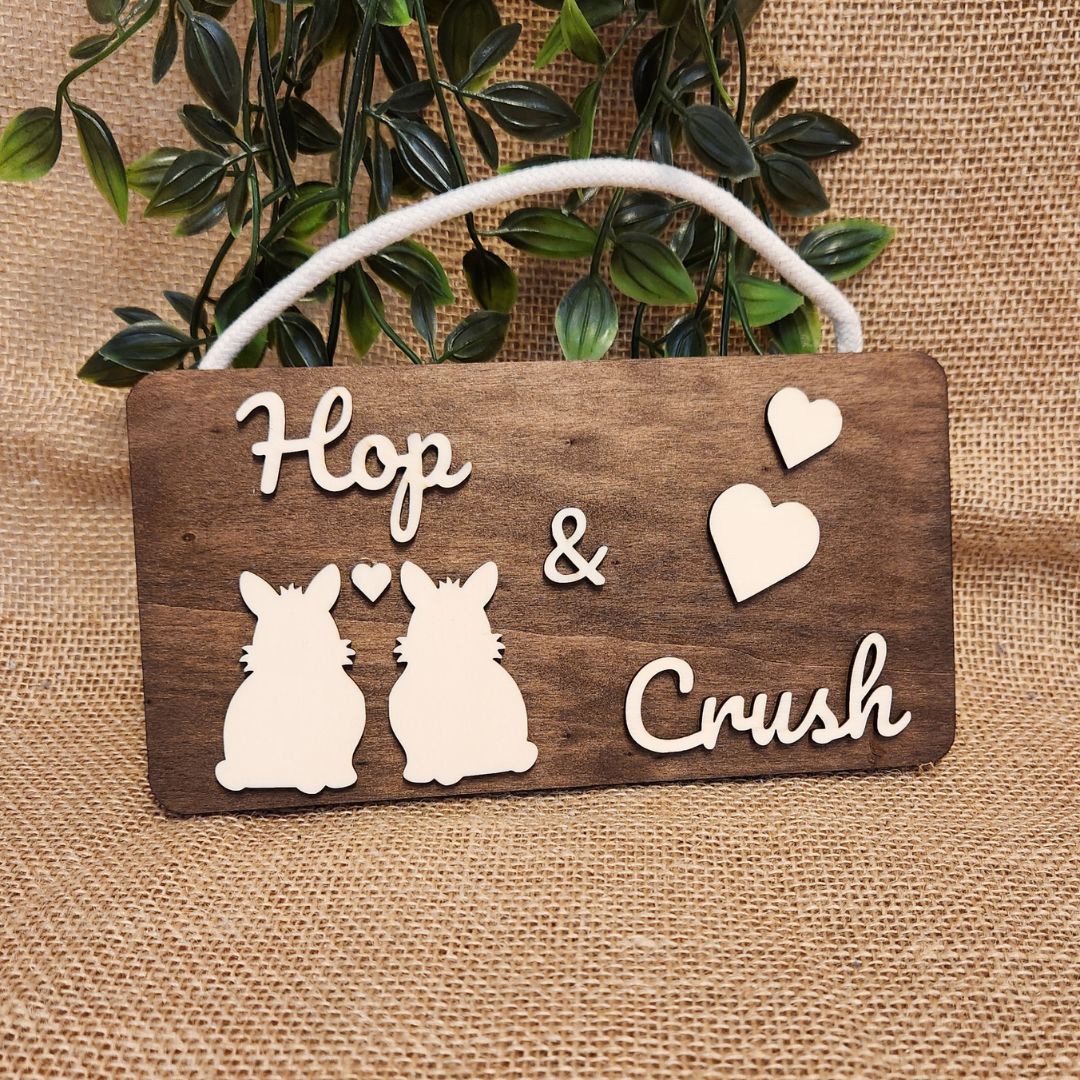 Pancarte rectangulaire des amoureux (LAPIN) - Bois foncé