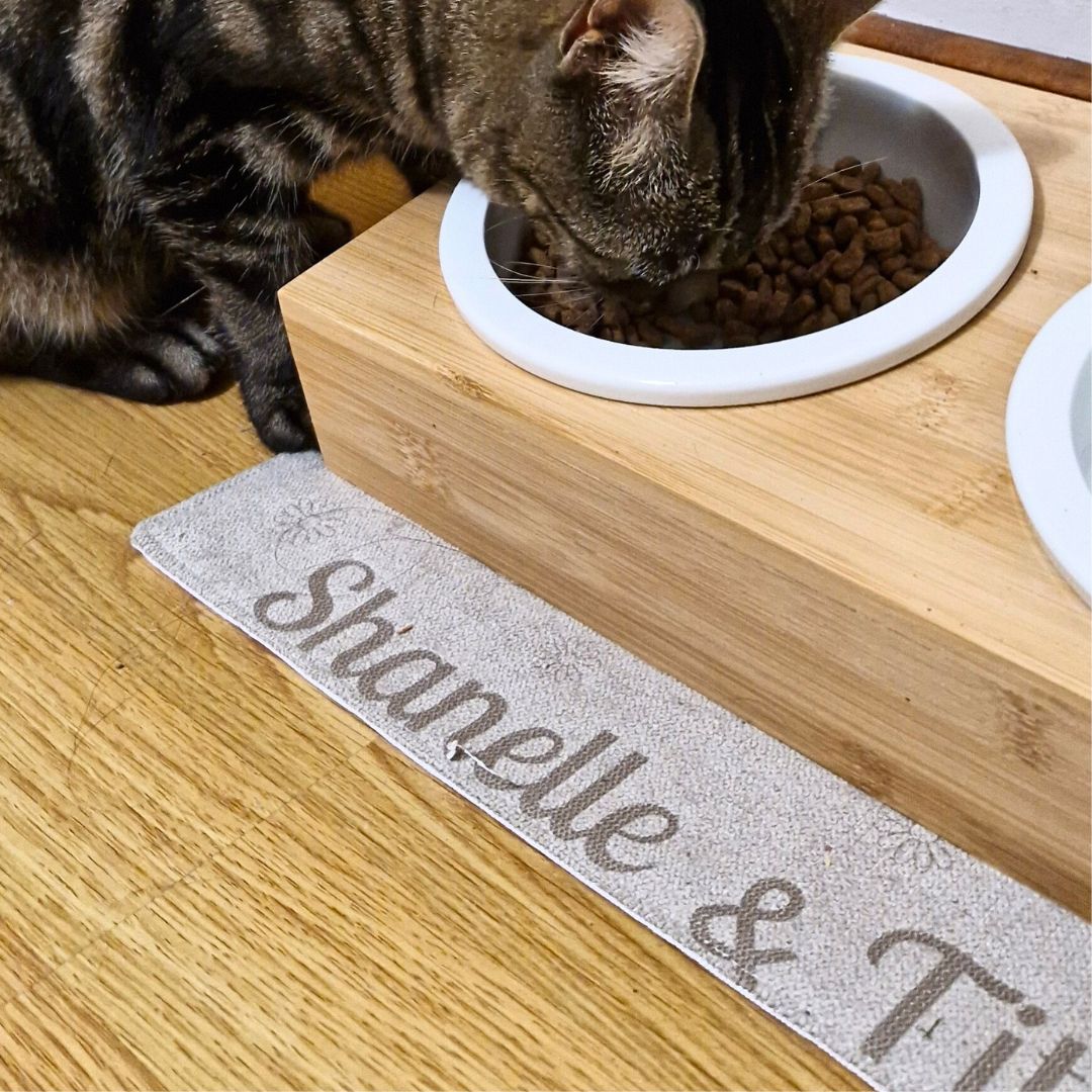 Waterproof Cat Bowl Mat - Thread Embroidered