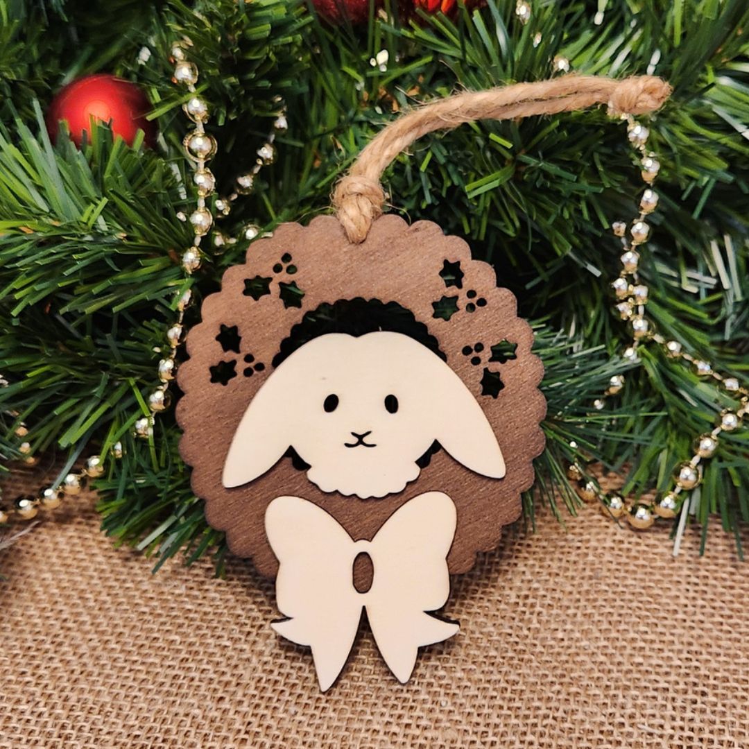 Suspension de Noël en bois - Lapin