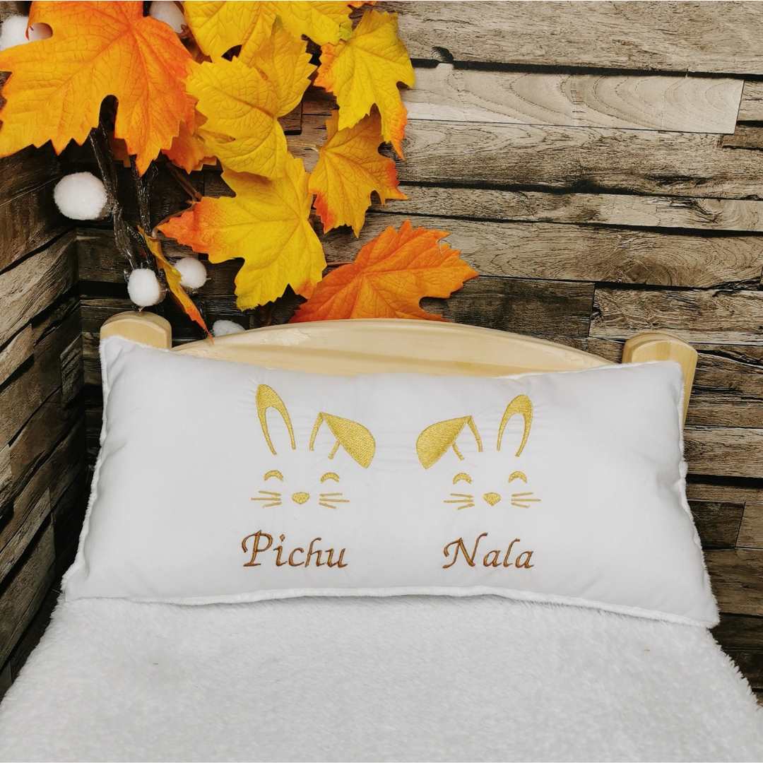 Coussin double têtes de lapin (Personnalisable)