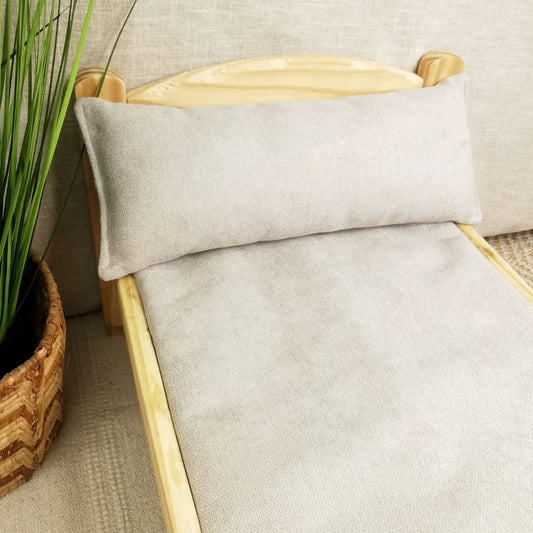 IKEA bed set - cushion + beige woolen waterproof rug