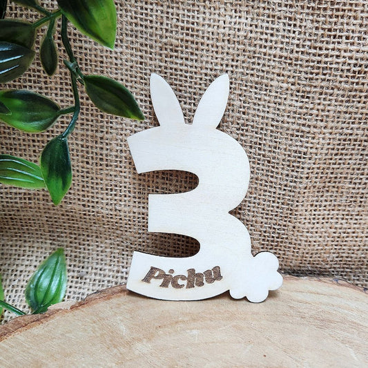 Chiffre en bois Lapiversaire 🎂 + Gravure personnalisée