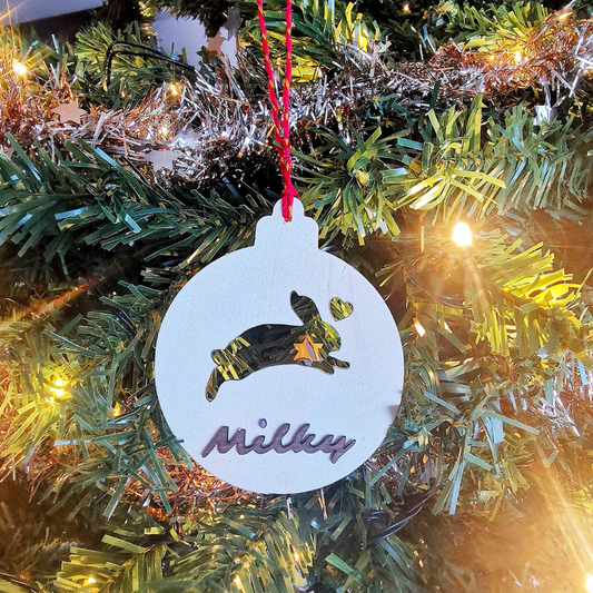 Suspension Lapin Noël en bois - Personnalisée (Plusieurs options)