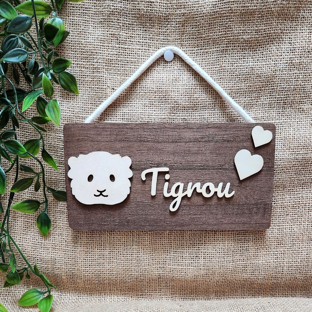 Pancarte rectangulaire personnalisée Cochon d'inde SOLO - (Bois foncé ou clair)