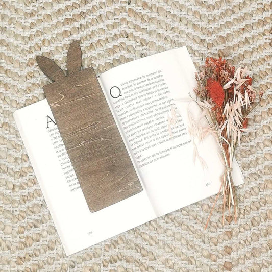 Marque page lapin - Bois foncé