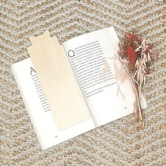 Marque page chat - Bois clair