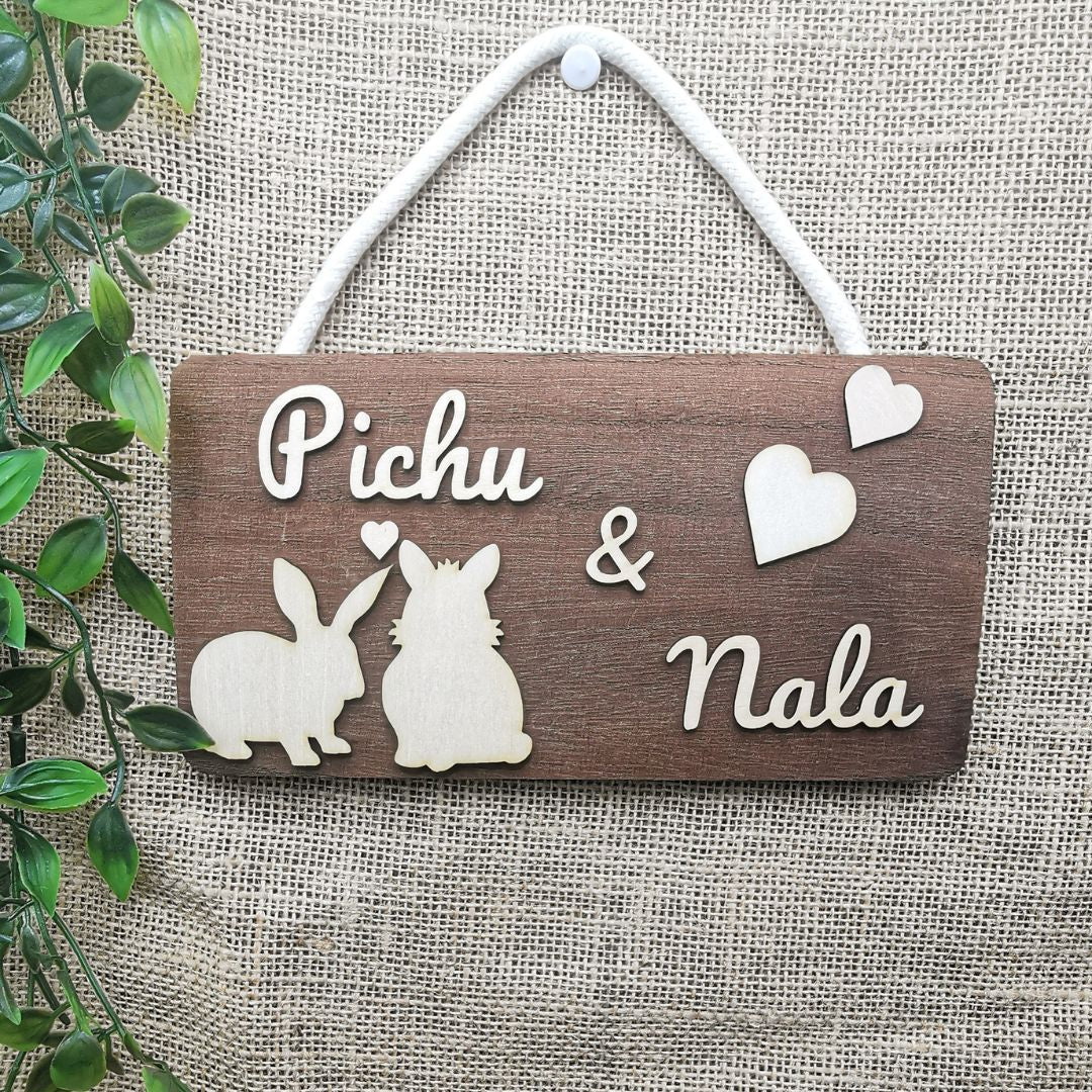 Pancarte rectangulaire des amoureux (LAPIN) - Bois foncé