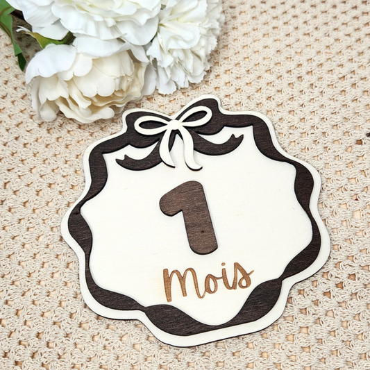 Carte étape vintage en bois pour bébé