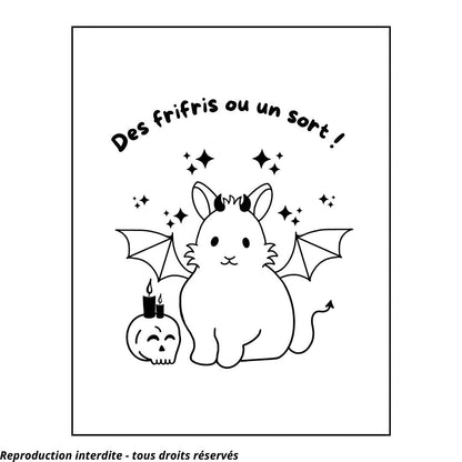 Affiche kraft A4 d'Halloween Lapin - Illustration au choix