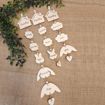Suspension en bois - Ma petite famille