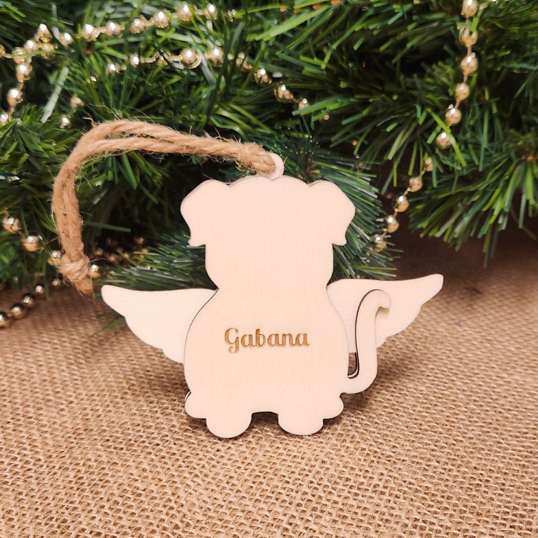 Suspension "ANGE" 🕊️ -  Chien + Gravure personnalisée