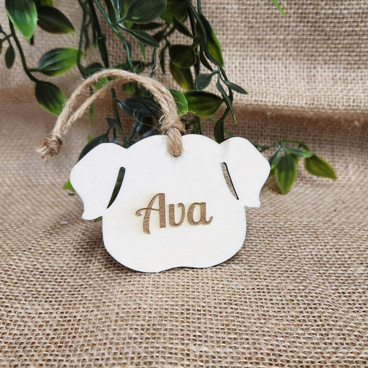 Suspension chien - Bois clair avec gravure personnalisée