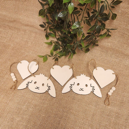 Guirlande lapin et cœurs - Bois clair