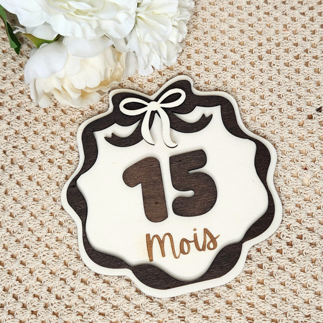 Carte étape vintage en bois pour bébé
