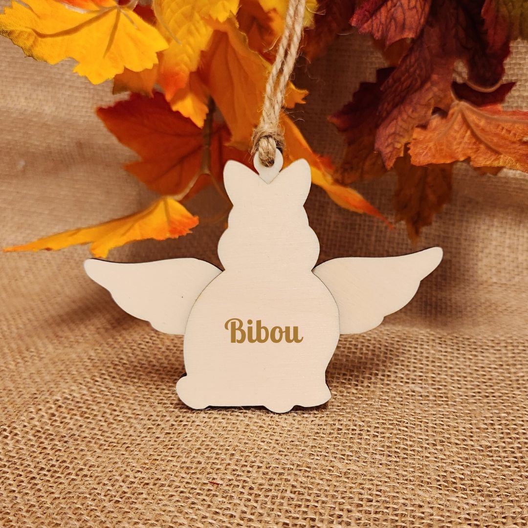 Suspension "ANGE" 🕊️ -  Lapin + Gravure personnalisée