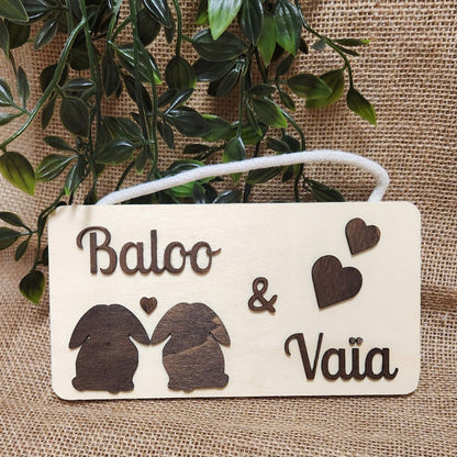 Personalized Lovers Rectangular Sign - Multiple Illustration Options (Light Wood)