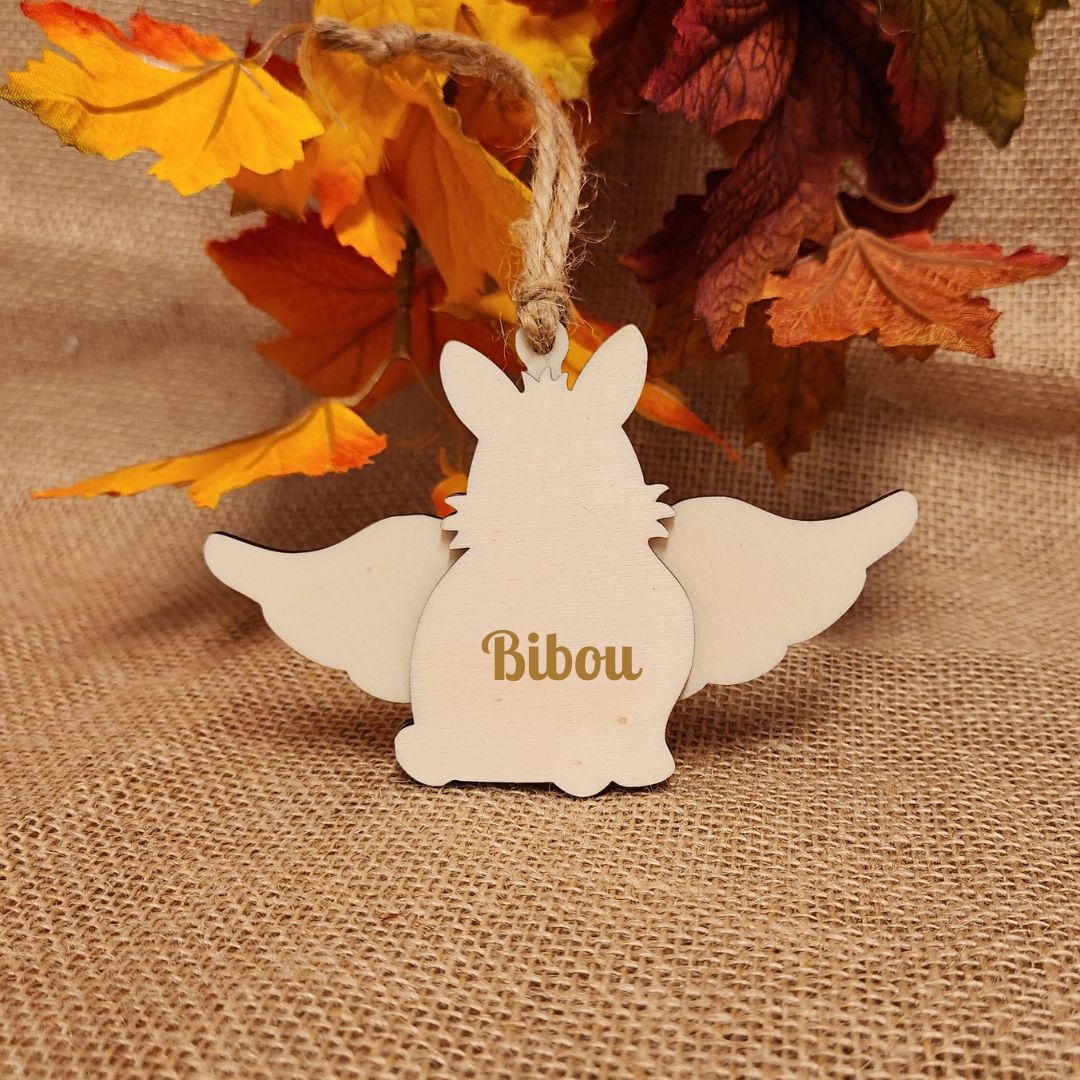 Suspension "ANGE" 🕊️ -  Lapin + Gravure personnalisée