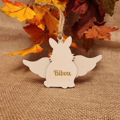 Suspension "ANGE" 🕊️ -  Lapin + Gravure personnalisée