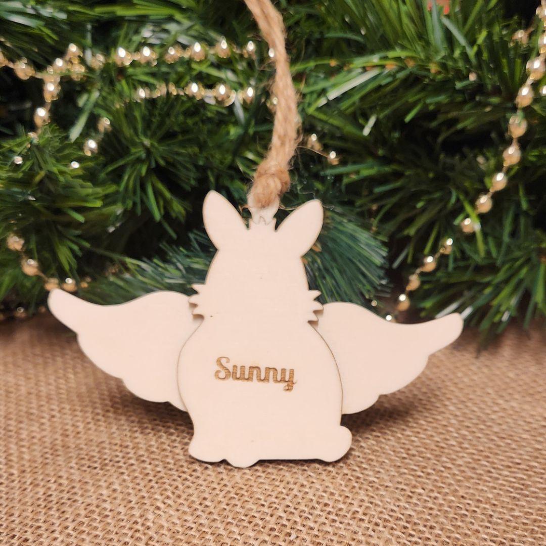 Suspension "ANGE" 🕊️ -  Lapin + Gravure personnalisée