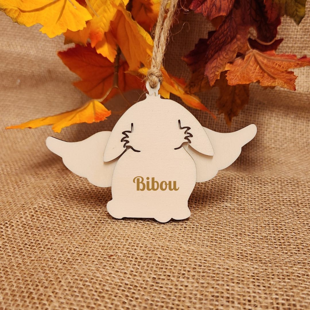 Suspension "ANGE" 🕊️ -  Lapin + Gravure personnalisée