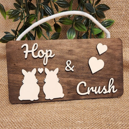 Pancarte rectangulaire des amoureux (LAPIN) - Bois foncé