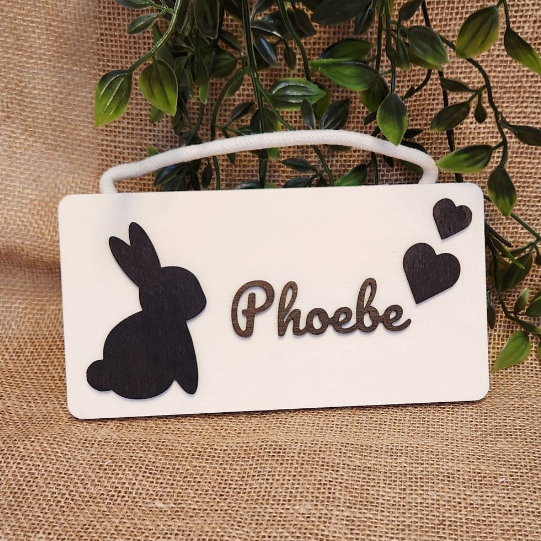 Gepersonaliseerd rechthoekig bord SOLO - Verschillende mogelijke illustraties (Licht hout)