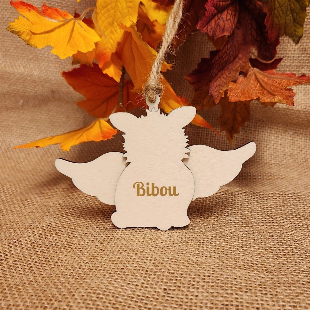 Suspension "ANGE" 🕊️ -  Lapin + Gravure personnalisée