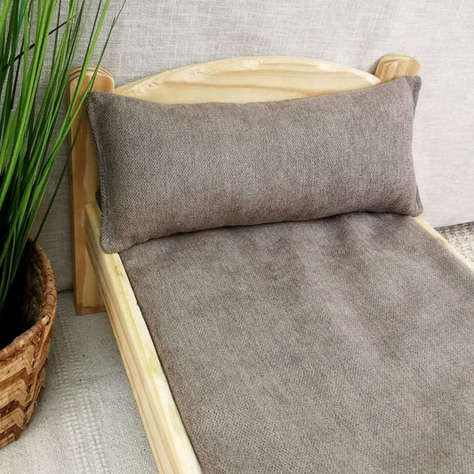 IKEA bedset - kussen + waterdichte mat in taupe wol